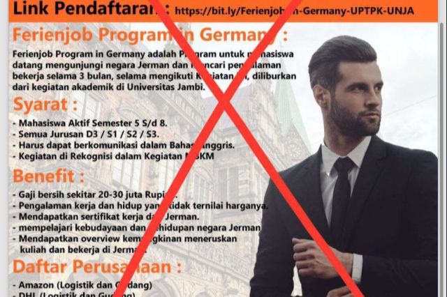 Program Tak Jelas, Magang Ferienjob in German Universitas Jambi Dinilai Tidak Sesuai Kriteria